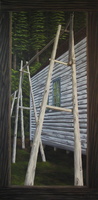 Barkerville Waterlines 24x48 acrylic on canvas
