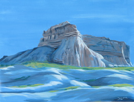Dawn On Powell, The Last Campsite - 12"x15" acrylic on board