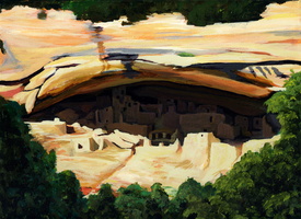 Shadows in Cliff Palace, En Plein Air - 9"x12"